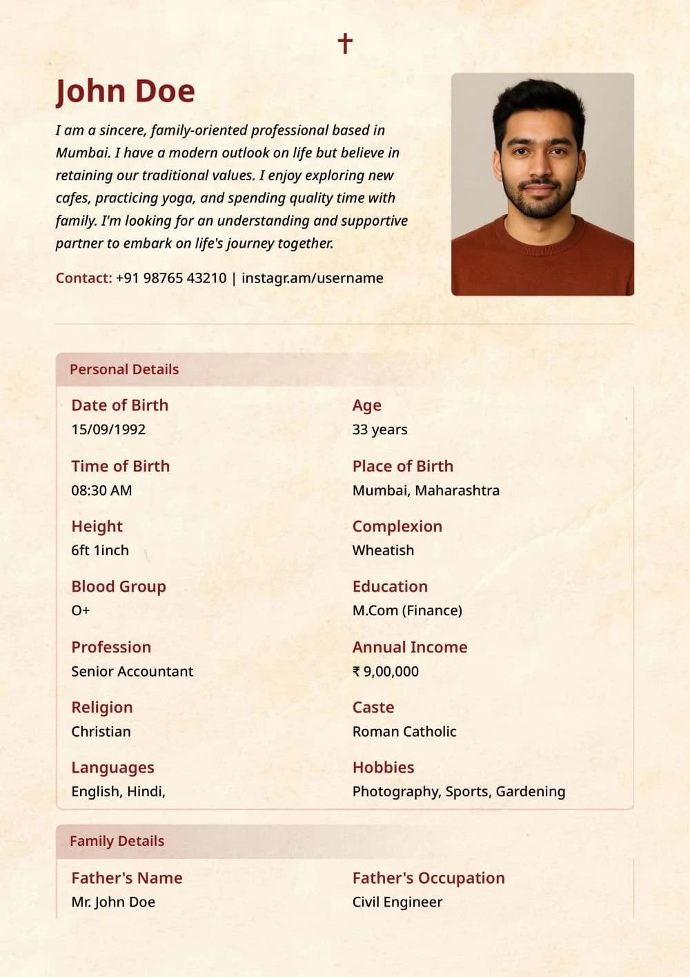 Elegant Marriage Biodata